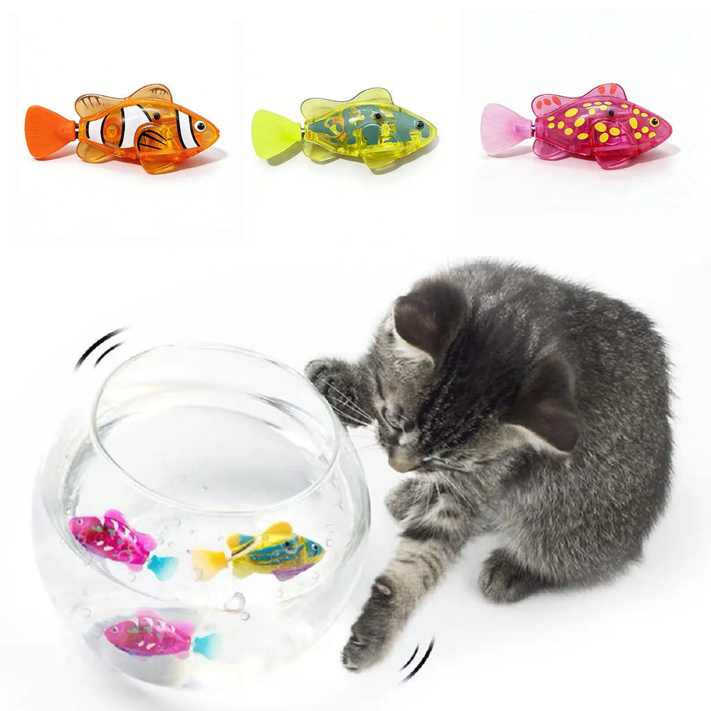 Pet Cat Toy LED Interactive Swimming Robot Fish Toy, Glowing