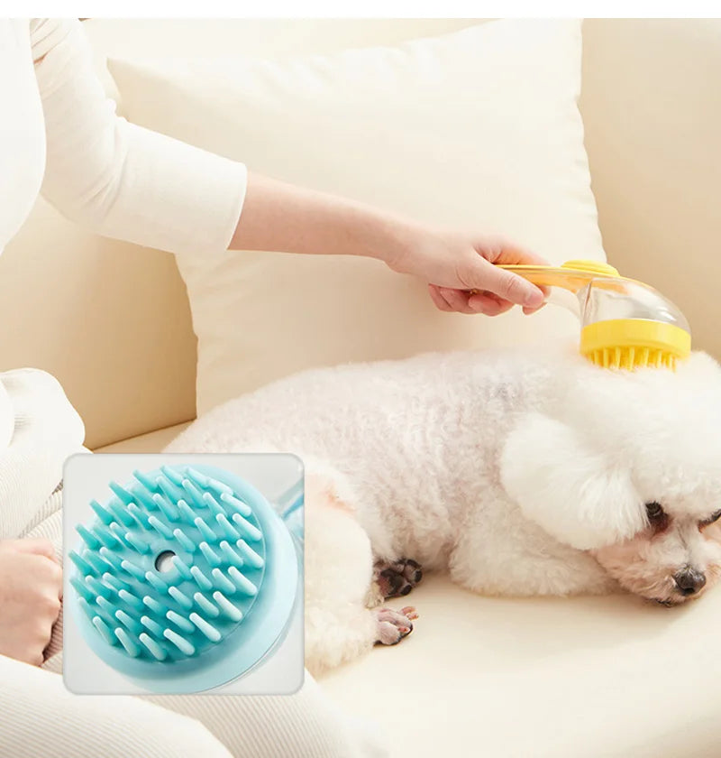 Long Handle Dog Cleaning Brush Soft Silicone Pet Bathing Brush Pet