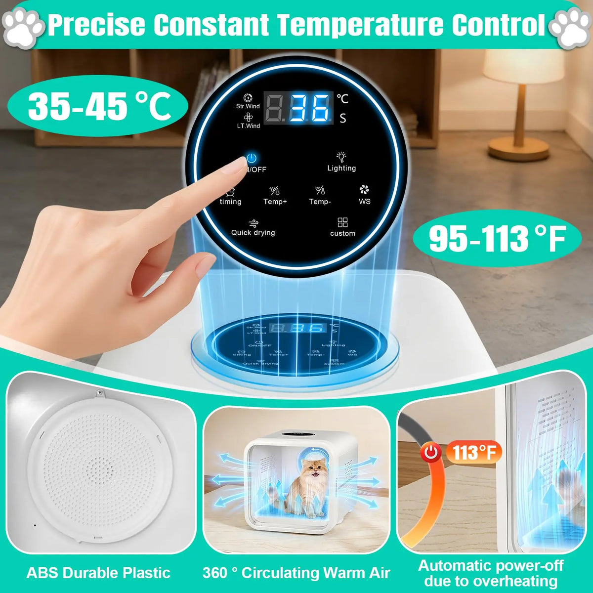 Professional Pet Dryer Box for Dogs Cats Fast Drying & Low Noise