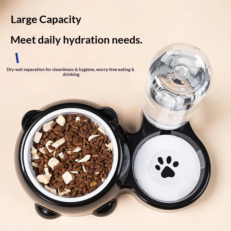 Pet Bowl 2-in-1 Auto Water Feeder, Tilted Elevated Cat Dog Bowl