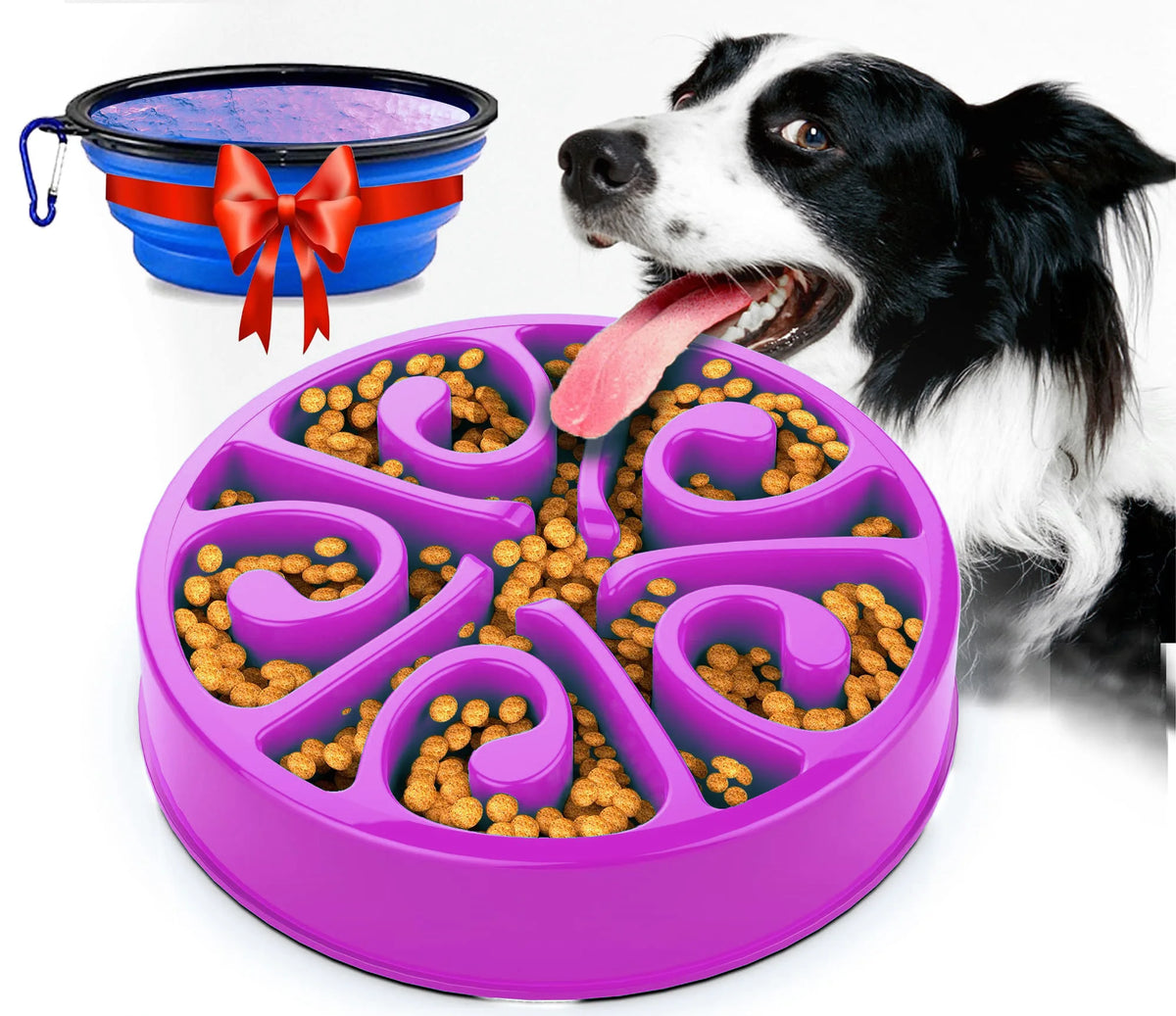 Pet Dog Slow Feeder Bowl Fun Non Slip Anti-Gulping Slower Food