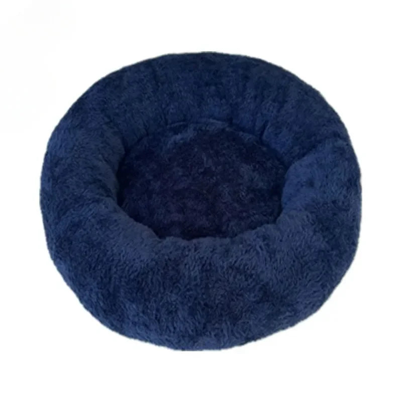 Soft Pet Cat Bed Pad Plush Warm Faux Fur Dog Calm Bed Donut Round