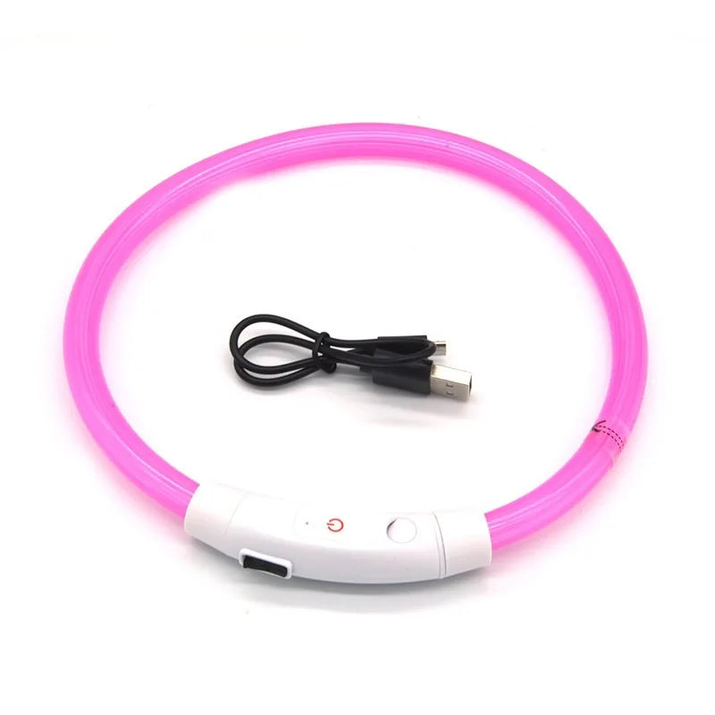 USB Rechargeable Fiber Optic Collar Pet Dog LED Light Collar