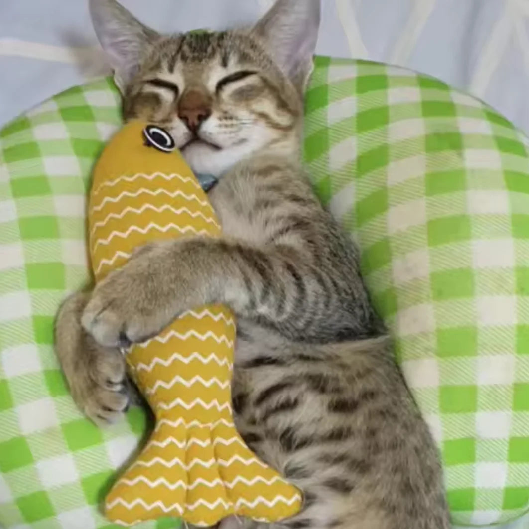 Pet Toys Cat Chew Toys Linen Fish Pillow Chew Training Toy