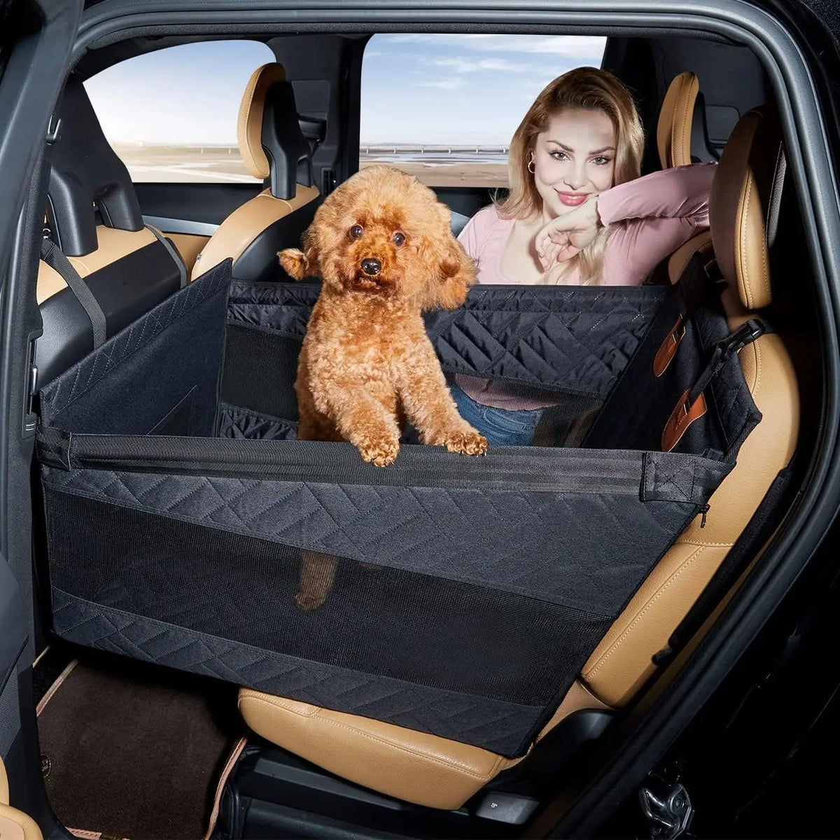Waterproof Dog Car Seat Cover, Back Seat Extender Pet Hammock Bed