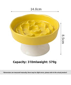 Ceramic Slow-Feeding Bowl High-Leg Cat Bowl with Neck Protection