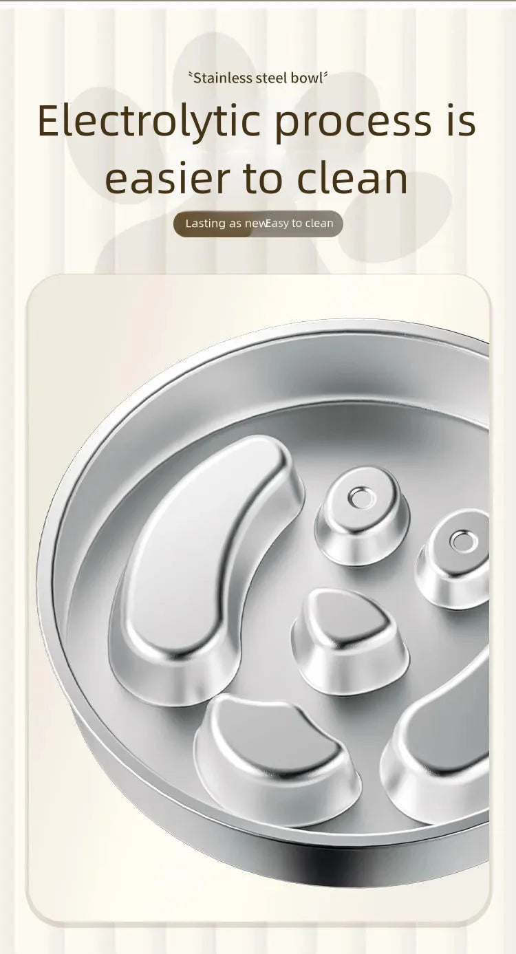 Stainless Steel Slow Feeder Bowl, Non-Slip Pet Food Bowl