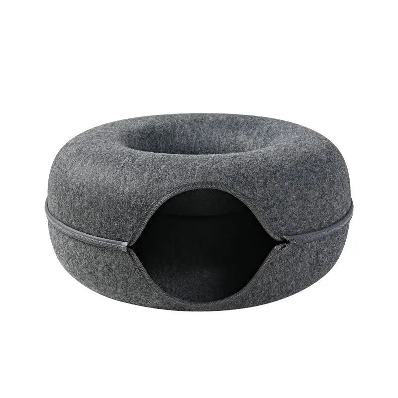 Donut Cat Tunnel Bed Pets House Natural Felt Pet Cat Cave