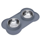 Stainless Steel Pet Dog Feeder Silicone Anti-Spill Cats Dog Double