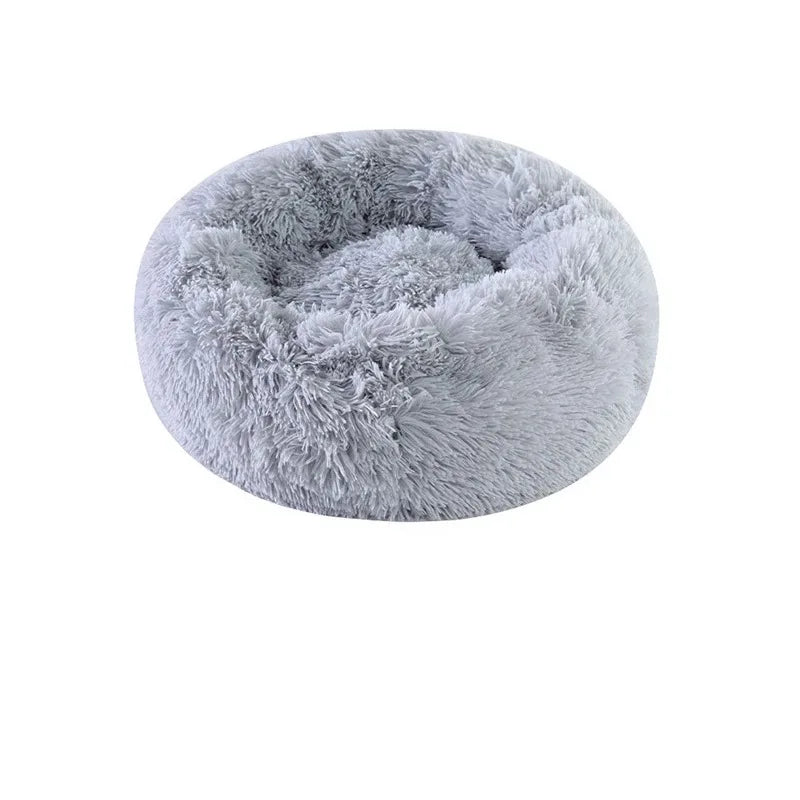 Soft Pet Cat Bed Pad Plush Warm Faux Fur Dog Calm Bed Donut Round