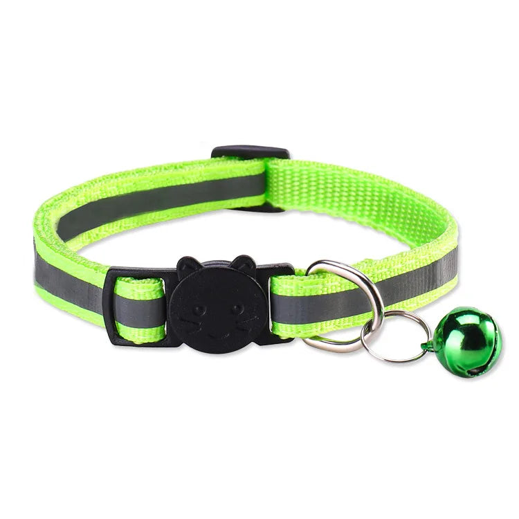 Reflective Pet Collar with Bell Adjustable Nylon Dog Cat Collar