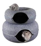 Donut Cat Tunnel Bed Pets House Natural Felt Pet Cat Cave