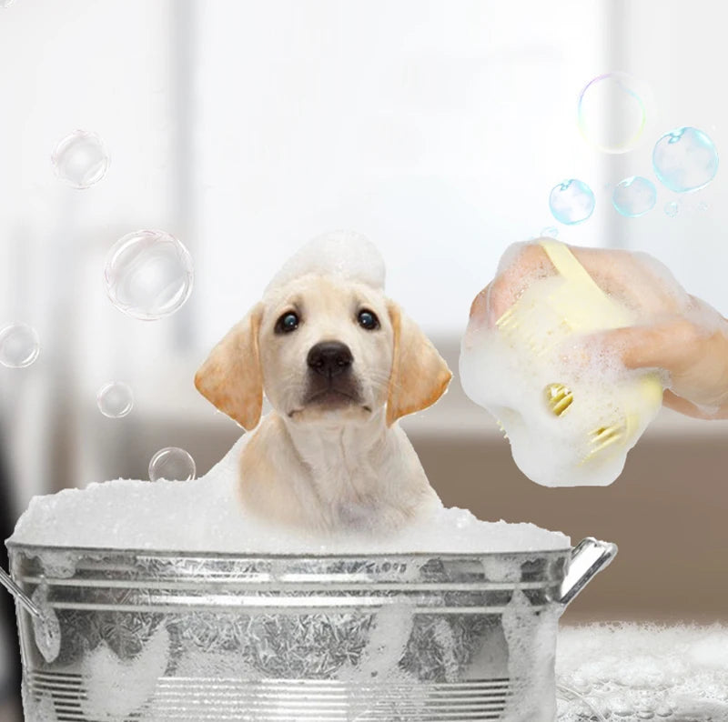 Silicone Dog Bath Massage Gloves Brush Pet Cat Bathroom Cleaning