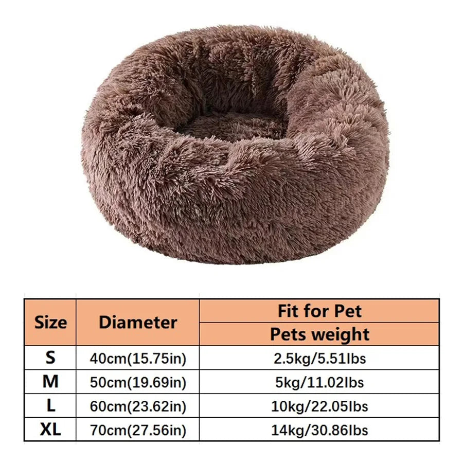 Soft Pet Cat Bed Pad Plush Warm Faux Fur Dog Calm Bed Donut Round