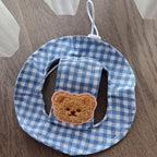 Breathable Pet Bucket Hat Adjustable Plaid Print Dog Sunshade Hat
