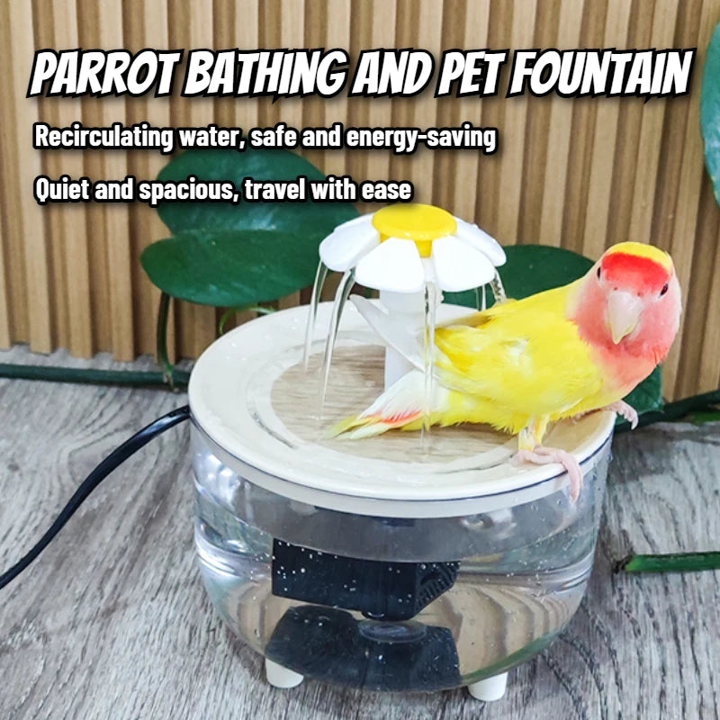 Auto Circulating 2-in-1 Parrot Bath & Pet Water Fountain Drip-Free