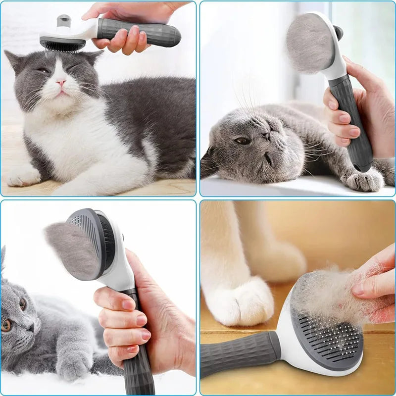 One Button Self Cleaning Pet Brush for Dogs Cats, Gentle Slicker