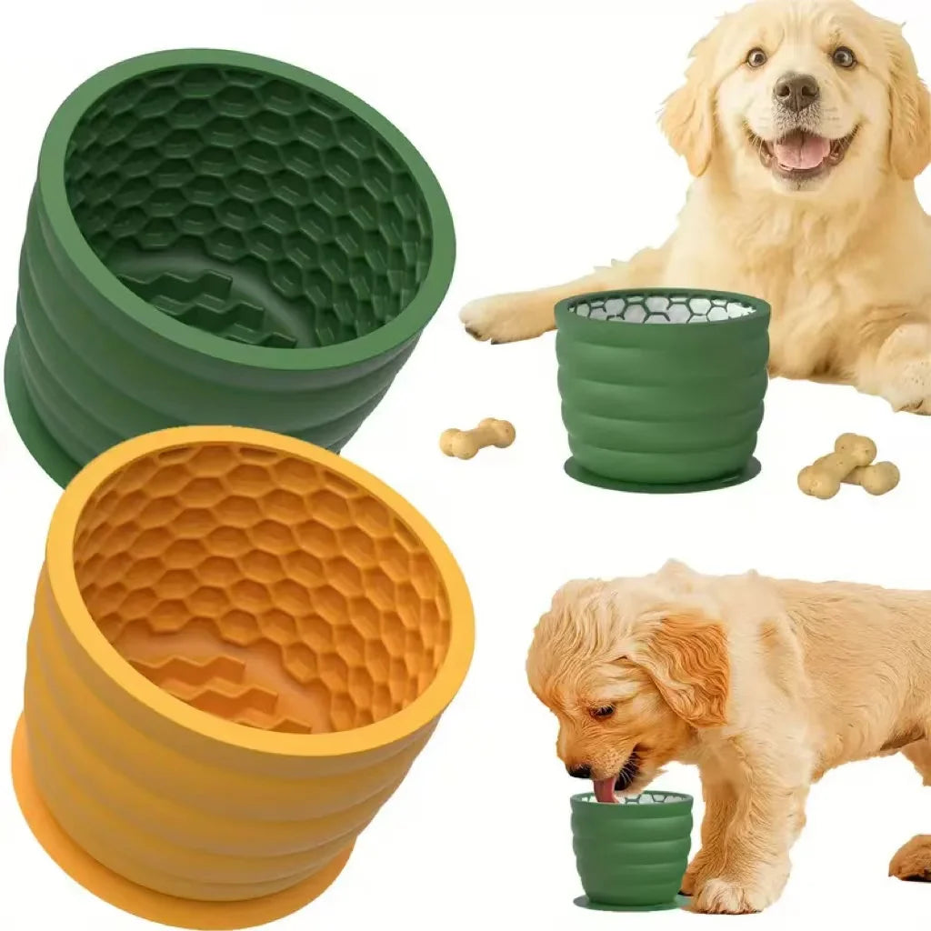 Silicone Slow Feeder Dog Bowl Cup - Anti-Slip Distraction Design