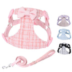 Bow Pet Chest Harness Leash 2-Piece Set, Comfortable Breathable