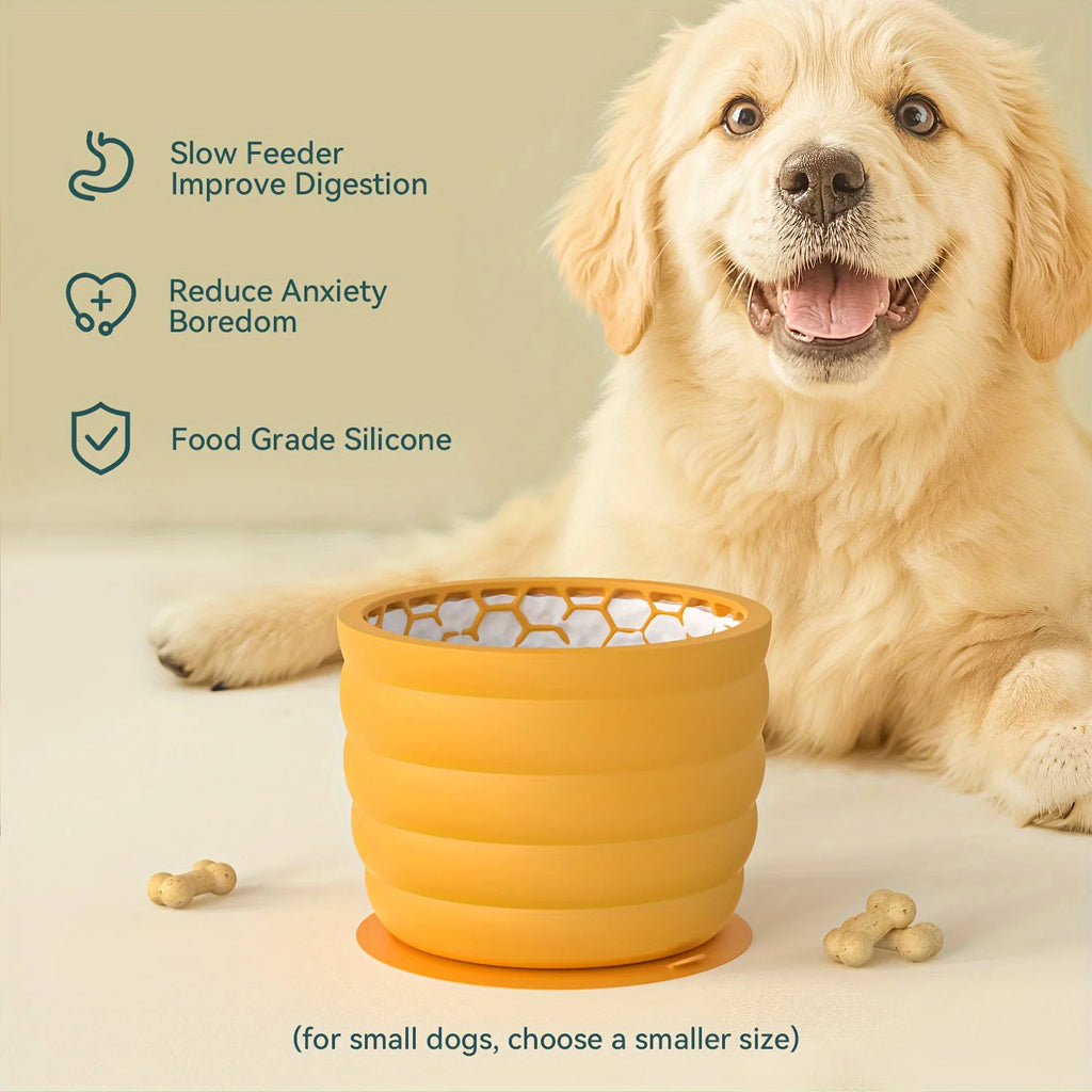 Silicone Slow Feeder Dog Bowl Cup - Anti-Slip Distraction Design