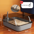 Cat Litter Box Kitty Sandbox Semi-Enclosed High Side Splashproof