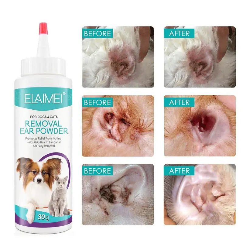 Pet Ear Powder Painless Hair Removal Powder Pet Health Care For Dogs Cats Pet Ear Health Care Easy to Remove Ear Hair