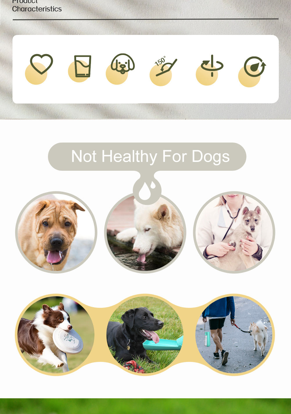 Portable Dog Water Bottle Dispenser For Small Large Dogs Foldable