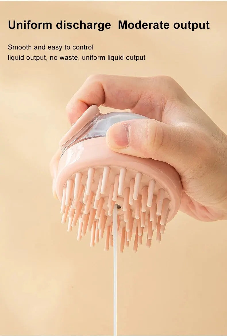 Pet Bath Brush Soft Silicone with Shampoo Dispenser Gentle Massage