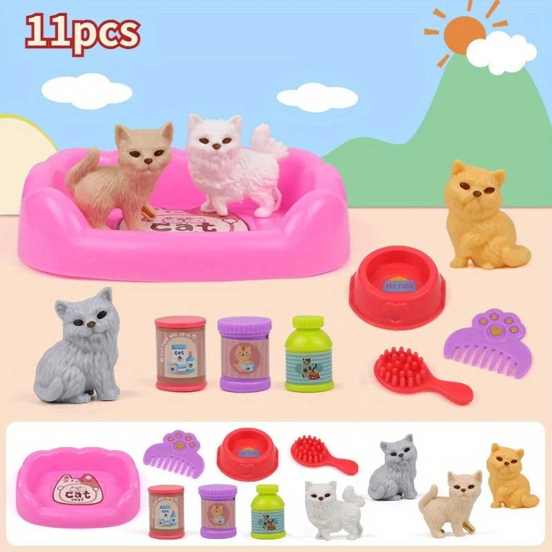 Cute Dog Pet Basket Doll Set