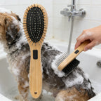 Dual-Sided Boar Bristle Pet Brush: Massage & Deshedding Grooming