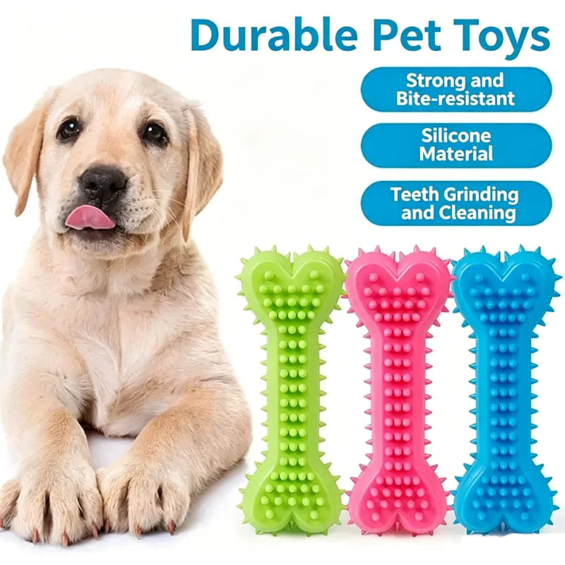 Bone Shape Soft Rubber Pet Chew Toy Bite Resistant Teeth Grinding