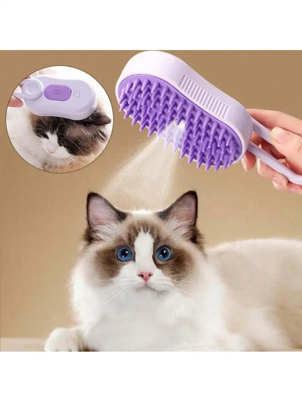 Pet Dog Steam Brush for Massage, Cleaning, Shedding and