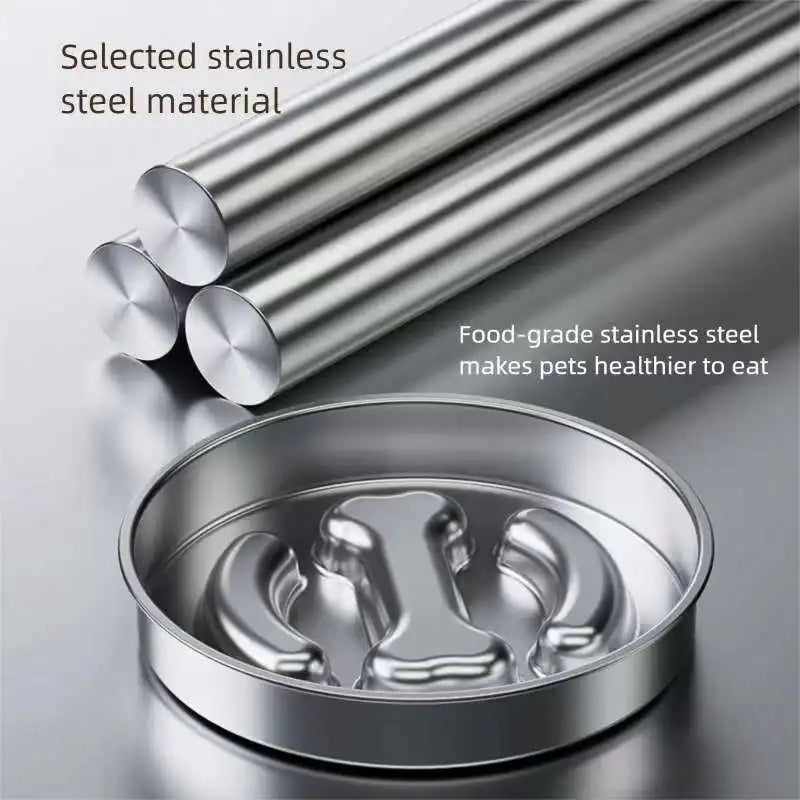 PUzzle Bowl Slow Feeder for Dogs, Stainless Steel Anti-Choking