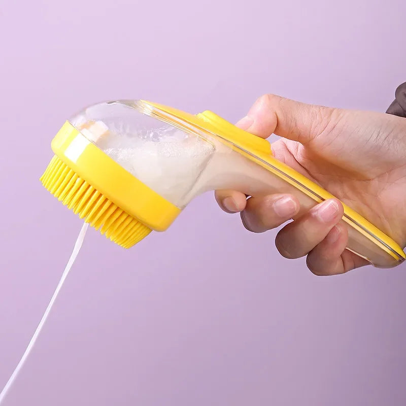 Long Handle Dog Cleaning Brush Soft Silicone Pet Bathing Brush Pet