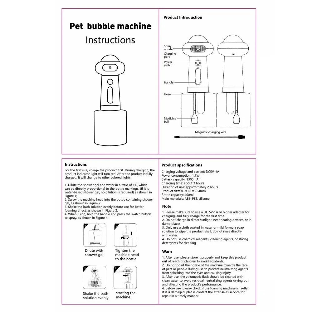 Electric Pet Bathing Machine Easy to Use Shampoo Dog Cleaning Soap