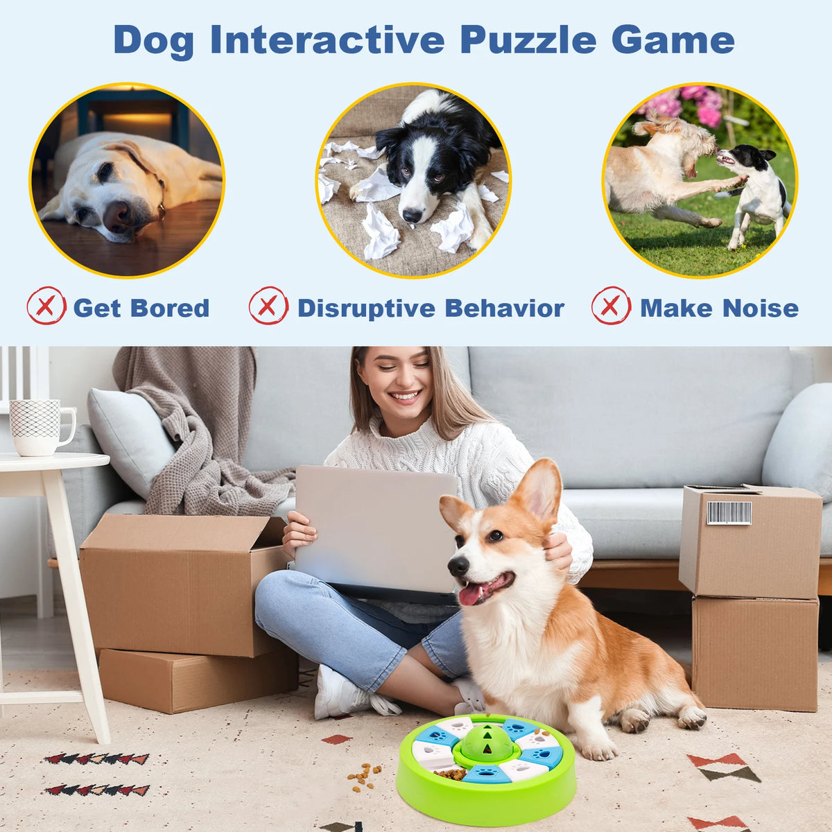 Dog Slow Feeder Bowl Cats PUzzle Toy Snack Storage Food Dispenser