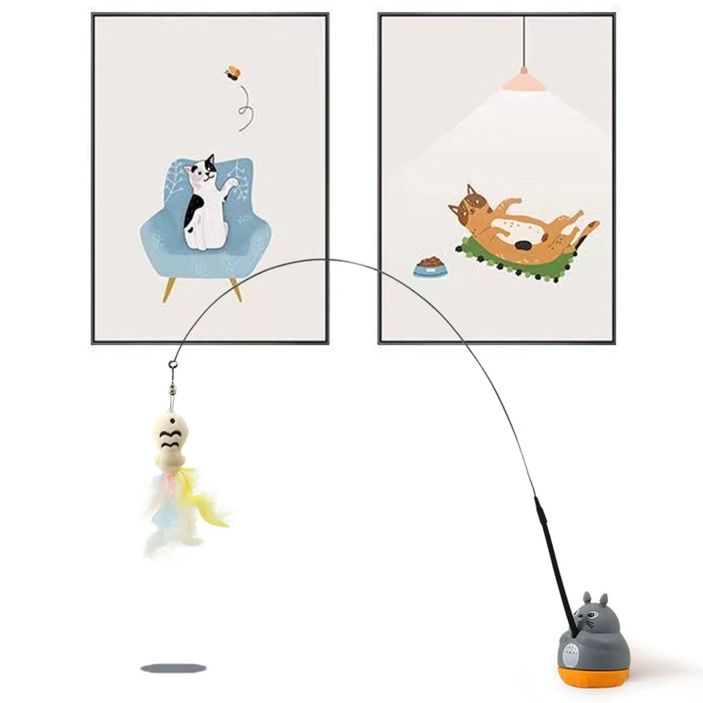 Pet Small Cat Fishing and Cat Teasing Stick 360 Degree Rotation