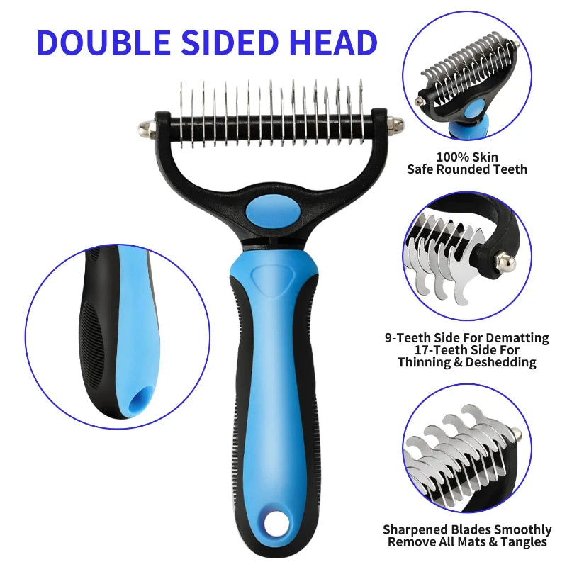Pet Deshedding Brush Cat Comb Self Cleaning Hair Remover Grooming