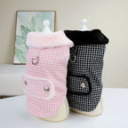Warm Fashion Ins Winter Pet Dog Clothing Houndstooth Dog Coat