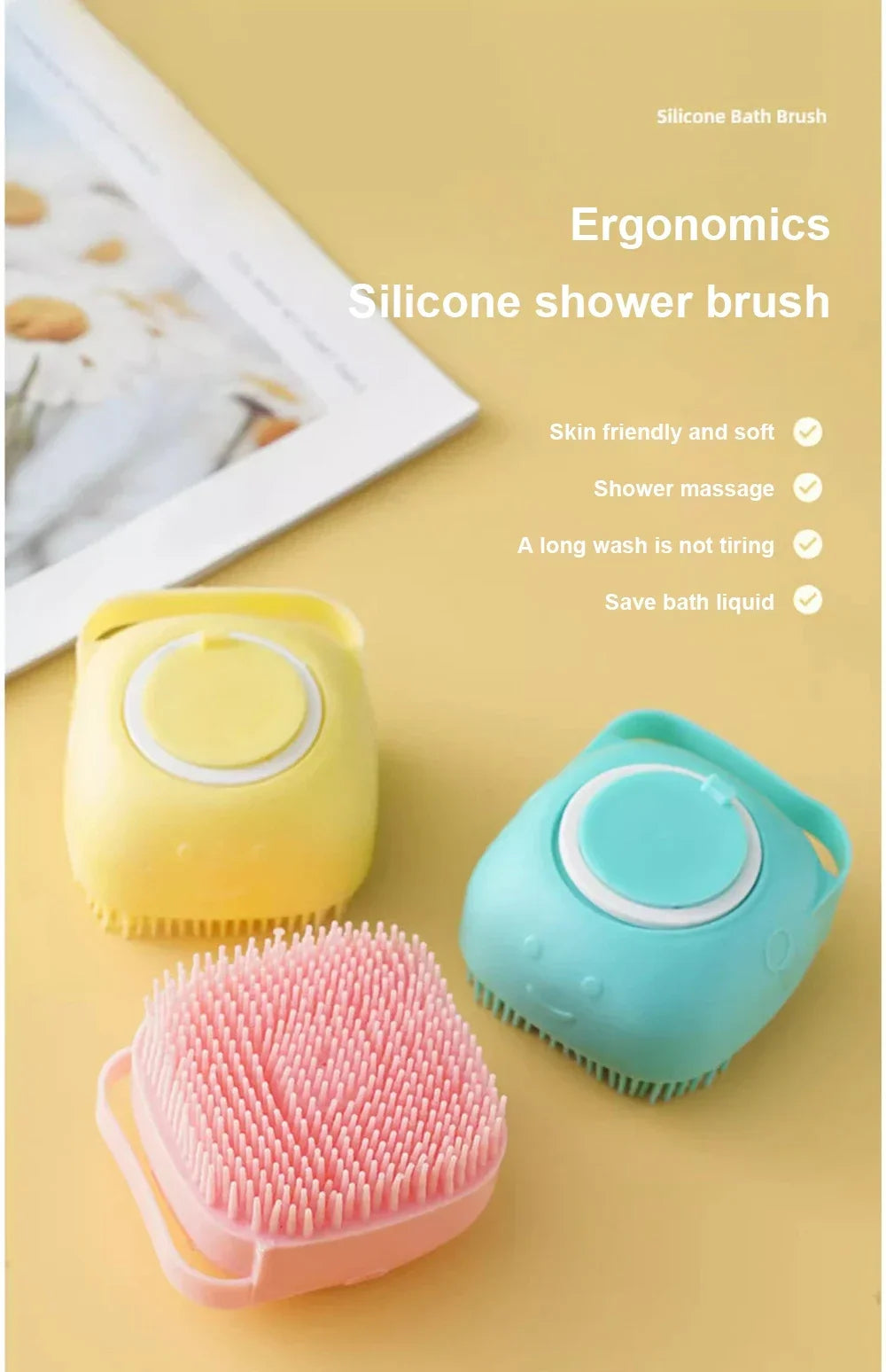 Pet Silicone Bath Foaming Massage Brush Bathroom Multifunctional