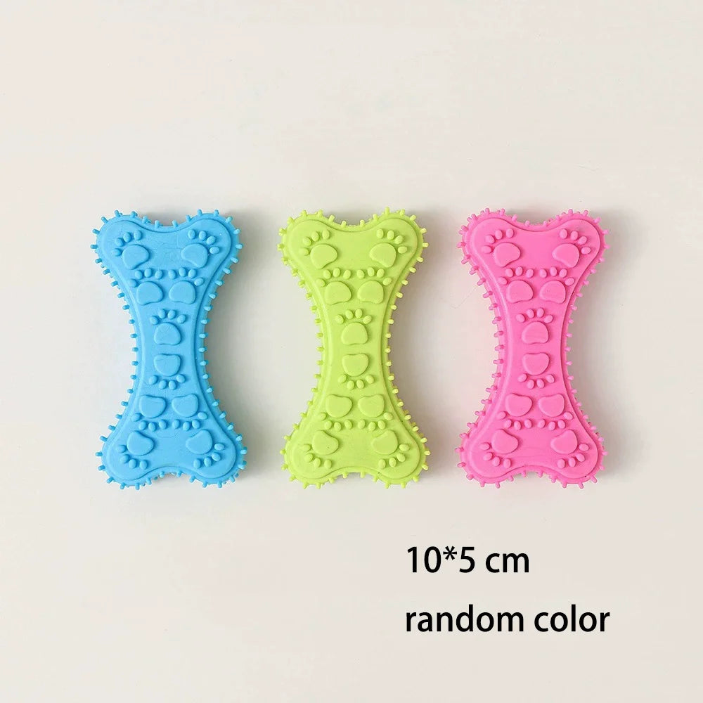 Bone Shape Soft Rubber Pet Chew Toy Bite Resistant Teeth Grinding