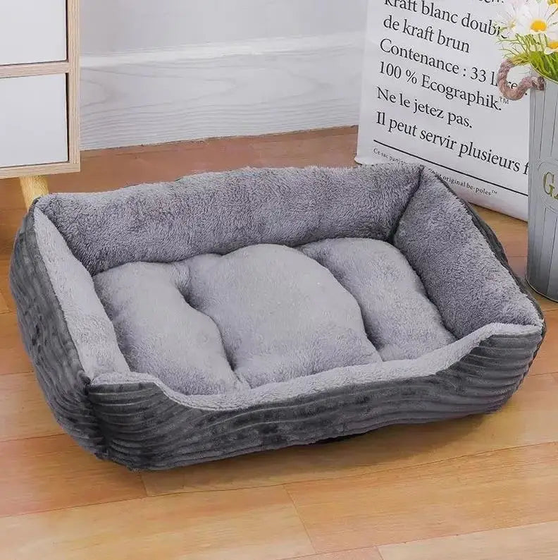 Large Pet House Dog Bed Cat Mat Long Plush Deep Sleeping Warm Soft