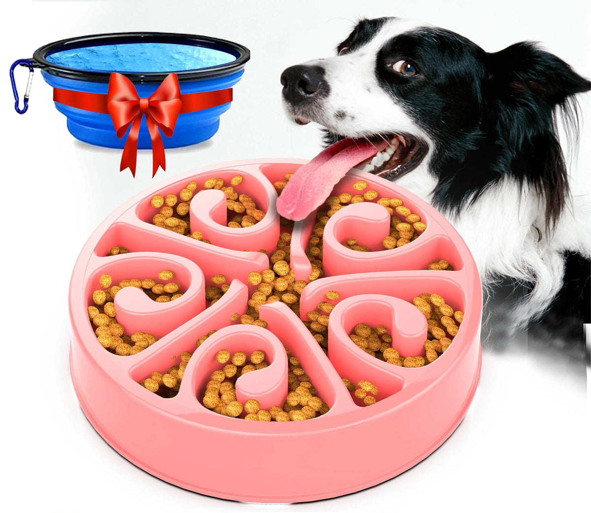 Pet Dog Slow Feeder Bowl Fun Non Slip Anti-Gulping Slower Food