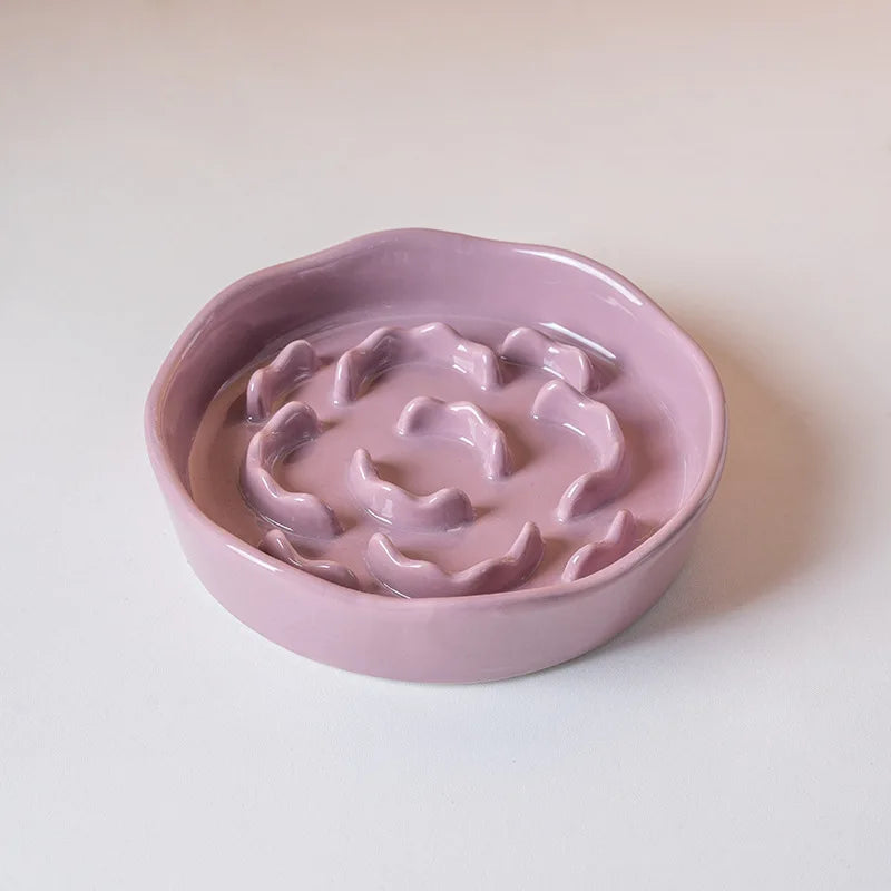 Ceramic Slow Food Bowl,Neck Protection Bowl Not Easy to Knock Over