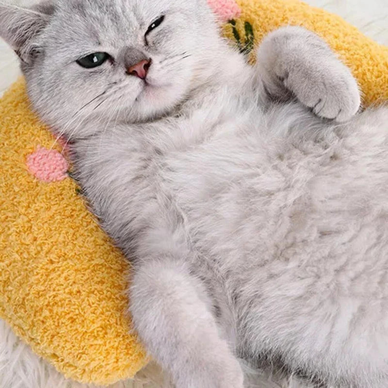 Cat Small Pillow Super Soft Half Donut Pet Calming Toy Joint