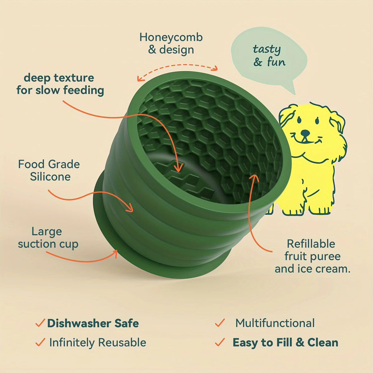 Silicone Slow Feeder Dog Bowl Cup - Anti-Slip Distraction Design