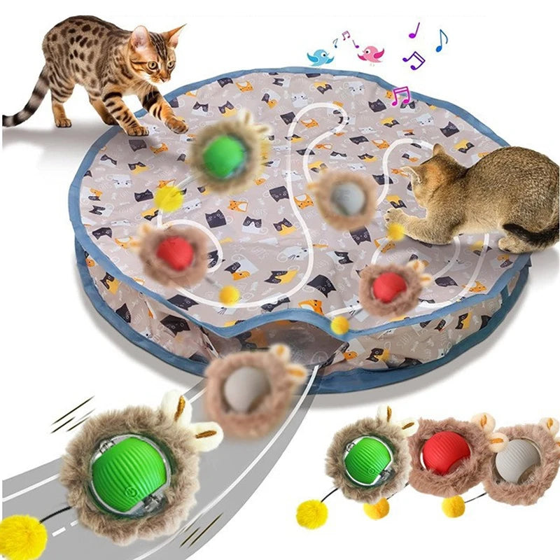 Smart Interactive Cat Toys Ball Fast Rolling in Pouch Hide and