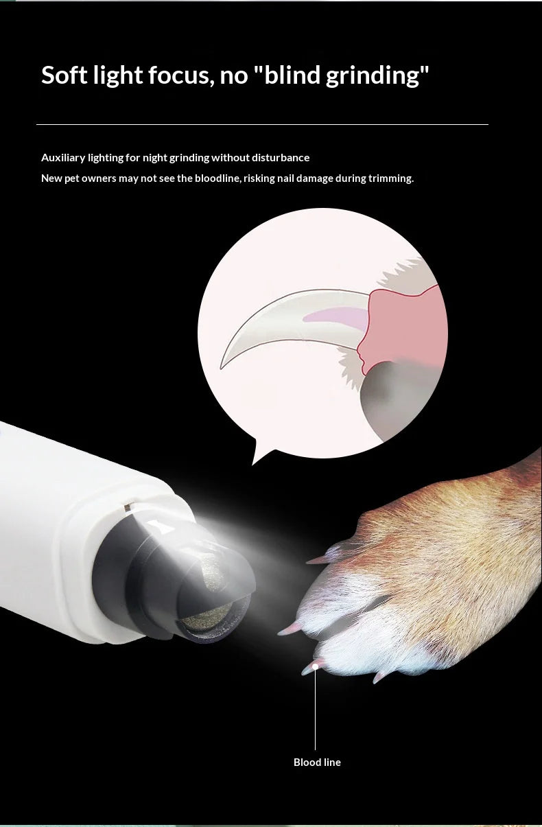 Electric Pet Nail Grinder for Dogs Cats, Quiet Claw Trimmer with