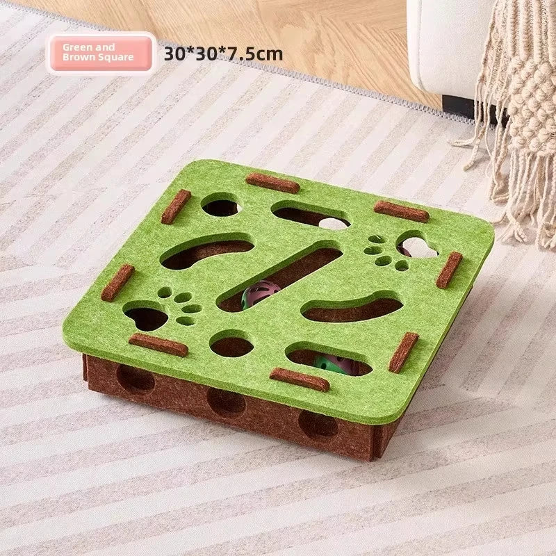 Cat PUzzle Toy Felt PUzzle Box Cat Exercise Toy with Ball Indoor