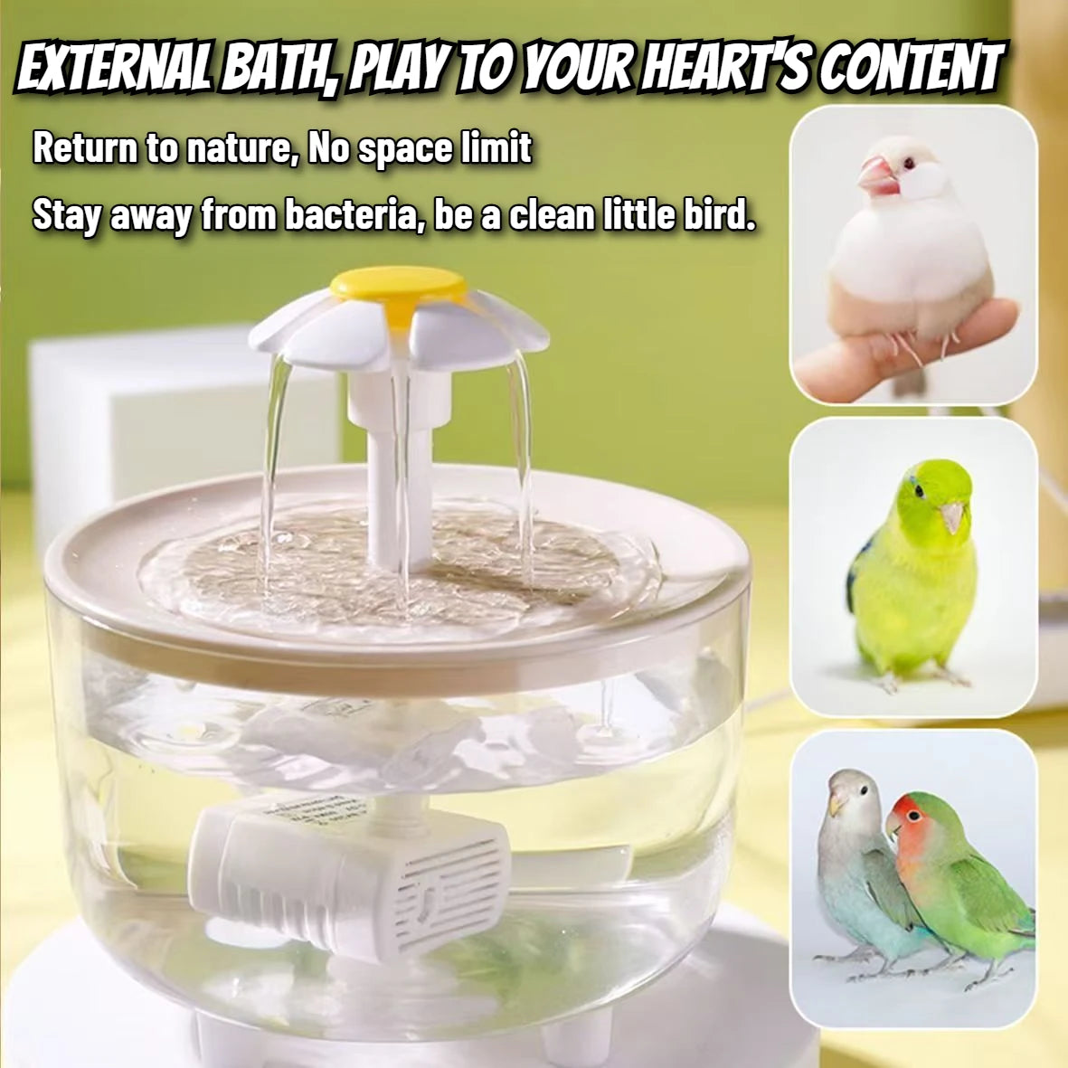 Auto Circulating 2-in-1 Parrot Bath & Pet Water Fountain Drip-Free